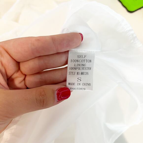 Miou Muse 3/4 Sleeve Surplice V-Neck Cover-Up Mini Dress Gauze White Small - Picture 4 of 8